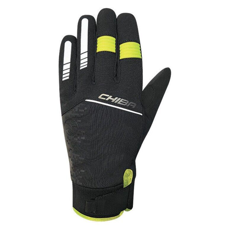 Dolge kolesarske rokavice Chiba Rain Touch II-Black/Neon