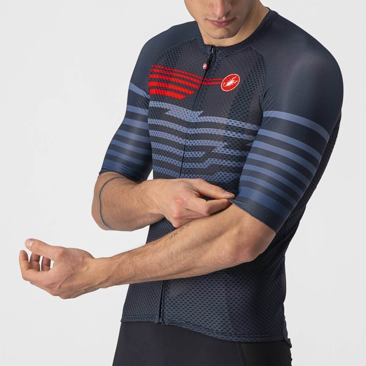 Men's Cycling Jersey Castelli Climbers 3.0 - savile blue/red
