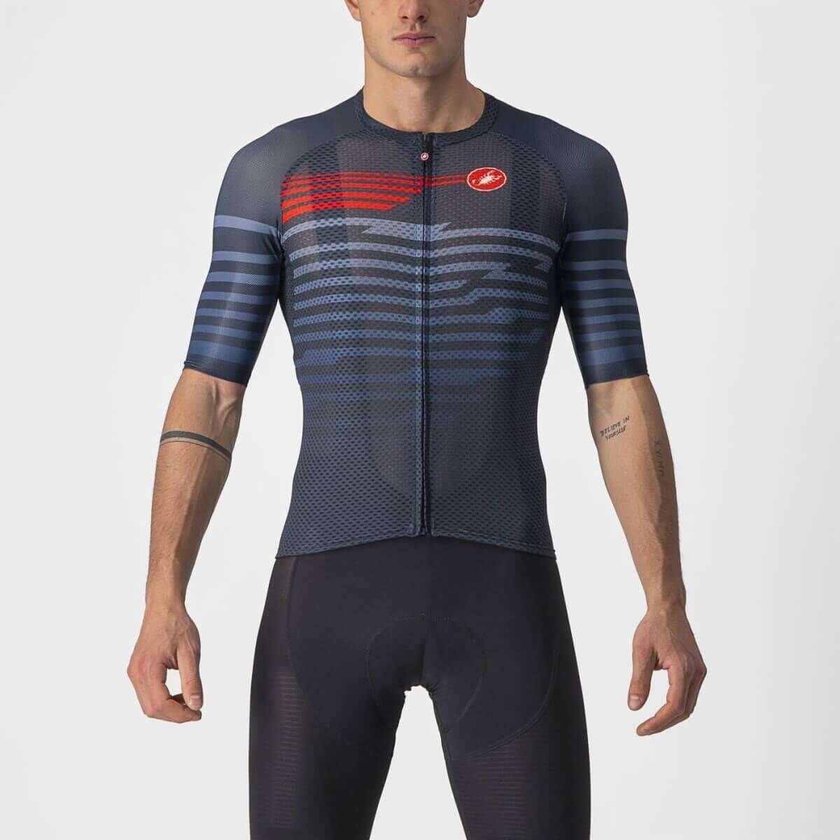 Men's Cycling Jersey Castelli Climbers 3.0 - savile blue/red